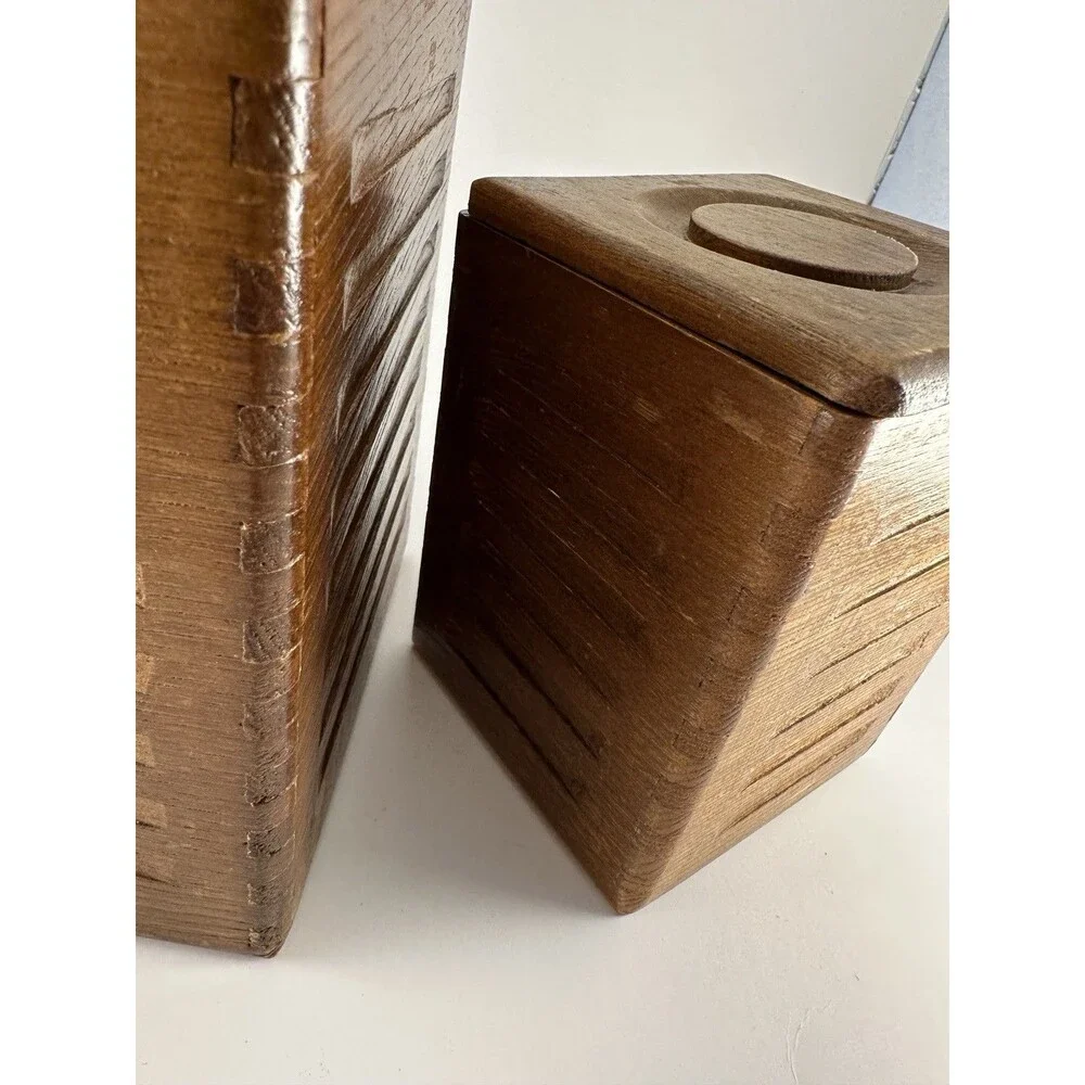 Vintage Wooden Flour & Coffee Canister Set of 2 Mid Century Modern Kitchen